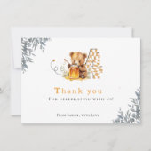 Rustique minimal d'ours miel 4e anniversaire Merci (Devant)