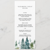 Rustique minimaliste Aquarelle Pines Menu Mariage (Devant)