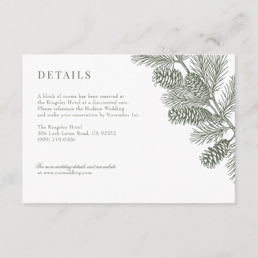 Rustique minimaliste Mariage hiver Détails Cartes (Devant)