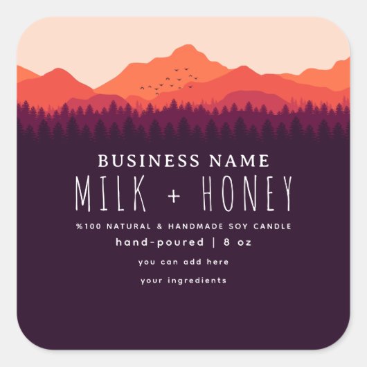 Rustique moderne Étiquette de bougie Red Mountain (Devant)