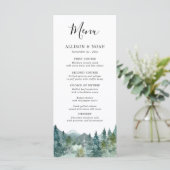 Rustique montagnes forêt aquarelle menu mariage (Debout devant)