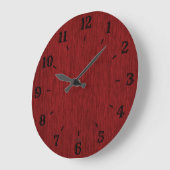 Rustique naturel Grainé Rouge bois Look Horloge (Angle)