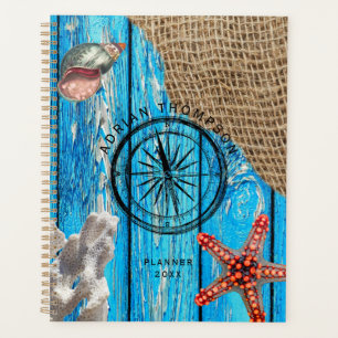 Rustique Nautique Bleu Burlap Starfish