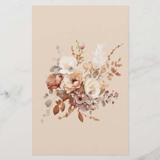 Rustique Neutral Boho Floral Bridal Carte de jeu (Dos)