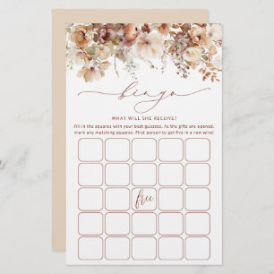 Rustique Neutral Boho Floral Bridal Carte de jeu