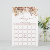 Rustique Neutral Boho Floral Bridal Carte de jeu (Debout devant)