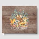 Rustique Neutral Woodland Baby shower Livre d'invi<br><div class="desc">De mignons animaux en bois pour une douche de bébé garçon. Notre jolie scène forestière avec une bière,  cerf,  renard,  hibou,  raton laveur et orignal. Objets correspondants disponibles dans notre boutique.</div>