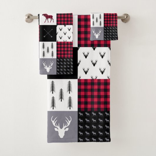 Rustique Noël rouge blanc à carreaux plaid patchwo (En situation)