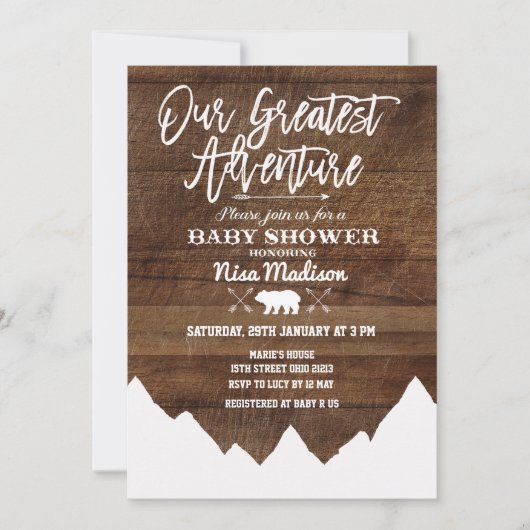 Rustique Notre plus grande carte Baby shower avent (Devant)