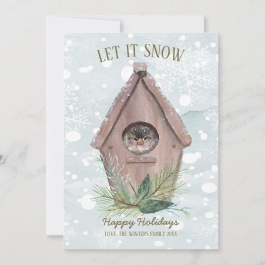 Rustique Oiseau d'hiver Laisser Neige Carte de vac (Devant)
