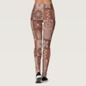 Rustique Orange Brown Burlap Linge Motif Leggings (Dos)
