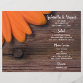 Rustique Orange Daisy Country Western Mariage Menu (Devant)