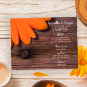 Rustique Orange Daisy Country Western Mariage Menu