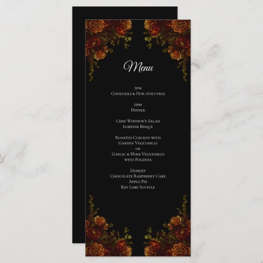 Rustique Orange Noir Élégant Mariage Invitation (Devant / Derrière)