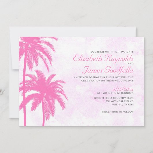 Rustique Palm Tree Beach Invitations de mariage (Devant)