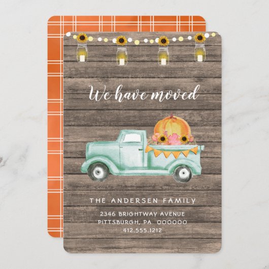 Rustique Pays Automne Harvest Moving Faire-part (Devant / Derrière)