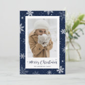 Rustique Pays Bleu Burlap Photo Cartes de Noël (Debout devant)