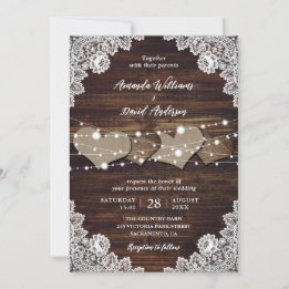 Rustique Pays Bois Burlap Faire-part de mariage de