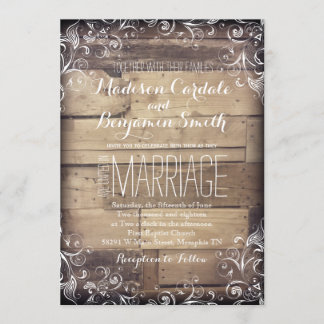 Rustique Pays Bois Flourish Mariage Invitations