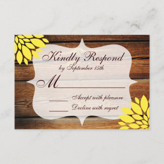 Rustique Pays Bois Jaune Fleur Mariage RSVP
