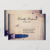 Rustique Pays Bois Loch Mariage RSVP Répondre Cart (Devant / Derrière)