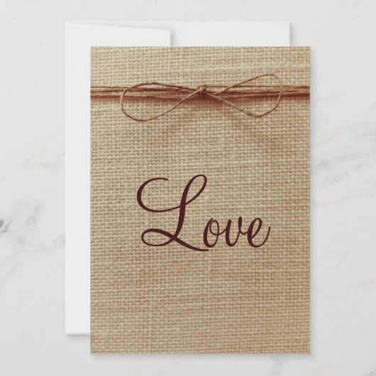 Rustique Pays Burlap Twine Bow Faire-part de maria (Dos)