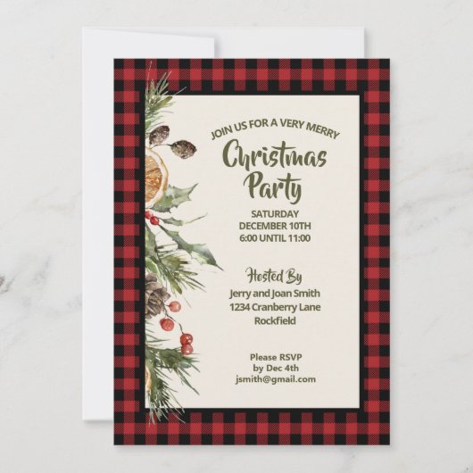 Rustique Pays Chaud Buffalo Plaid Party Invitation (Devant)