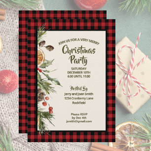 Rustique Pays Chaud Buffalo Plaid Party Invitation