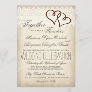 Rustique Pays Double Coeur Invitations de mariage