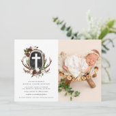 Rustique Pays Floral Baptême Invitation (Debout devant)