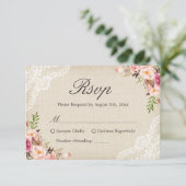 Rustique Pays Floral Lace Ivory Burlap RSVP Répons (Debout devant)