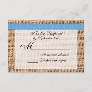 Rustique Pays Imprimé Burlap Blue Ribbon RSVP