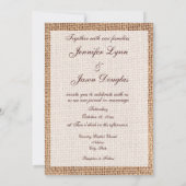 Rustique Pays Imprimé Burlap Mariage Invitations (Dos)
