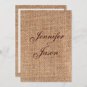 Rustique Pays Imprimé Burlap Mariage Invitations (Devant / Derrière)