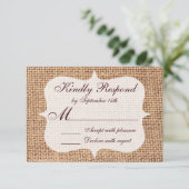 Rustique Pays Imprimé Burlap Wedding Cartes RSVP (Debout devant)