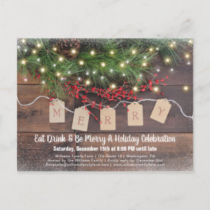 Rustique Pays Noël Fête Invitation