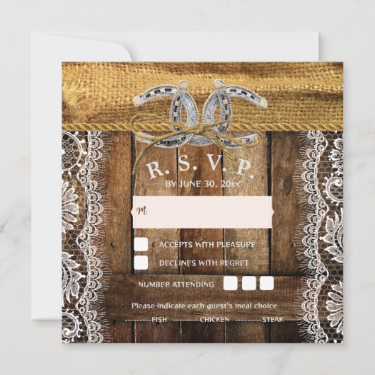 Rustique Pays Occidental Mariage Carte RSVP (Devant)