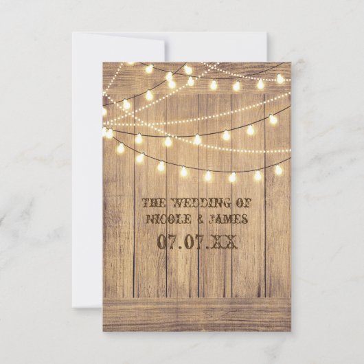 Rustique Pays Ouest Bois & Lumières Carte RSVP (Dos)