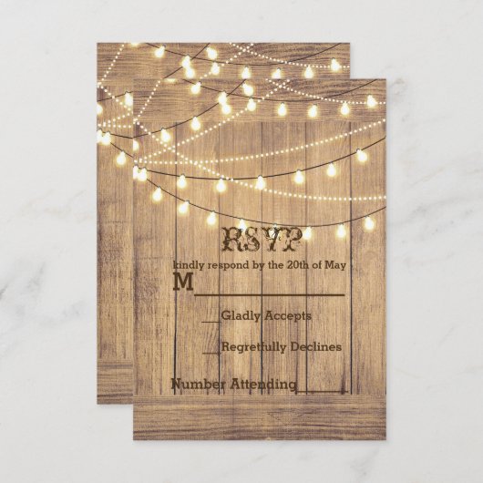 Rustique Pays Ouest Bois & Lumières Carte RSVP (Devant / Derrière)
