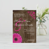 Rustique Pays Rose Daisy Bois Mariage Invitations (Debout devant)