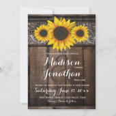 Rustique Pays Tournesol Bois Invitations de mariag (Devant)