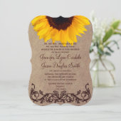 Rustique Pays Tournesol Invitations de mariage (Debout devant)