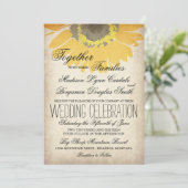 Rustique Pays Tournesol Invitations de mariage (Debout devant)