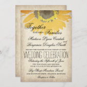 Rustique Pays Tournesol Invitations de mariage (Devant / Derrière)