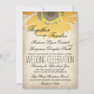 Rustique Pays Tournesol Invitations de mariage