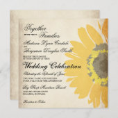 Rustique Pays Tournesol Invitations de mariage (Devant / Derrière)