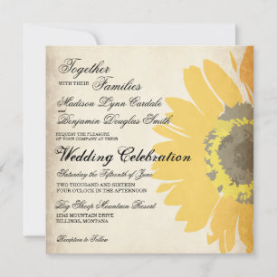 Rustique Pays Tournesol Invitations de mariage