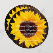 Rustique Pays Tournesol Round Wedding Invitations (Devant / Derrière)
