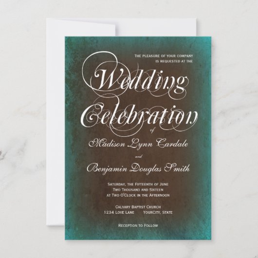 Rustique Pays Turquoise Brown Mariage Invitations (Devant)