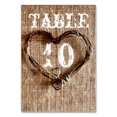 Rustique Pays Twine Coeur Mariage Numéros de table (Par défaut)